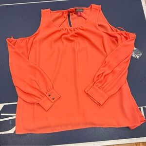 Vince Camuto Vibrant Orange Cold Shoulder Blouse